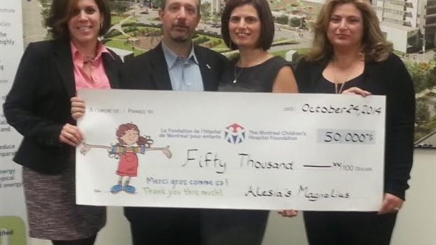 La Fondation Alesia's Magnolias fait don de 50 000 $ à la Fondation de l'Hôpital de Montréal pour Enfants