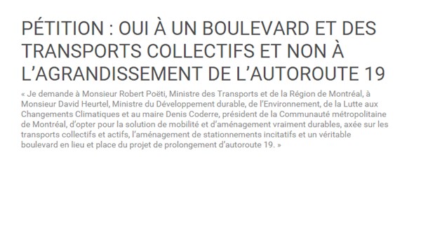3200 signatures contre l'autoroute 19