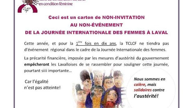 Pas de 8 mars à Laval cette année, pour cause d’austérité