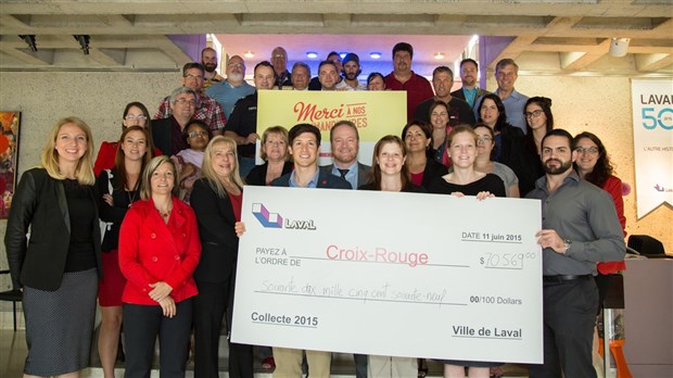 Les employés municipaux de Laval amassent plus de 70 000 $ pour la Croix-Rouge