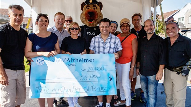 La fête de quartier de Saint-Bruno couronnée de succès: Cinquante-cinq mille dollars remis à la Société Alzheimer de Laval 