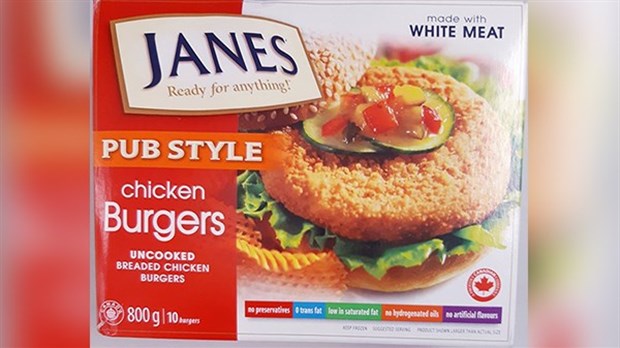 Rappel de Burgers de poulet Style Pub de marque Janes 