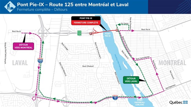 Fermeture complète du pont Pie-IX du 3 au 11 janvier