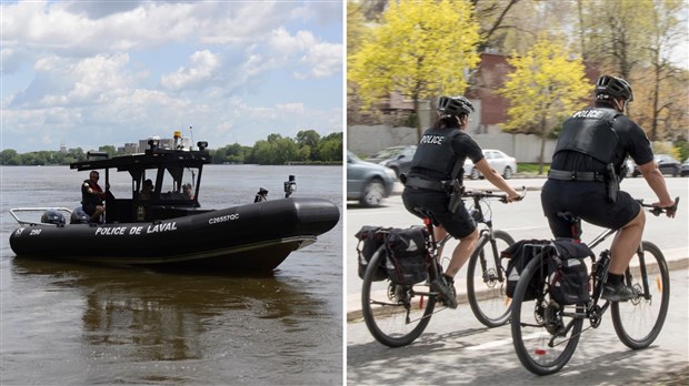 Des policiers à vélo et sur les flots tout l’été à Laval