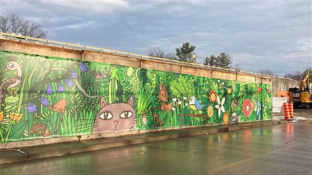 Nouvelle murale du Réseau express métropolitain aux abords de la future station Île-Bigras