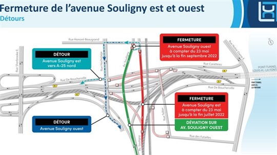 Entraves de longue durée dans l’échangeur Souligny à compter du 23 mai 2022