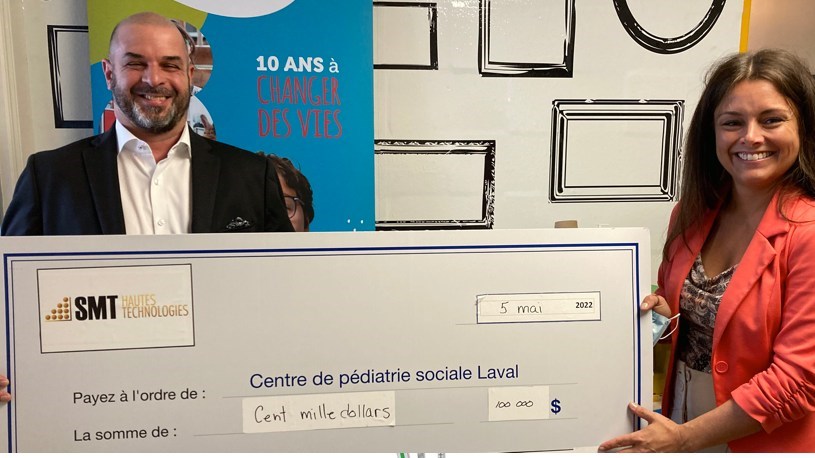 SMT Hautes Technologies remet un don majeur historique au Centre de pédiatrie sociale Laval