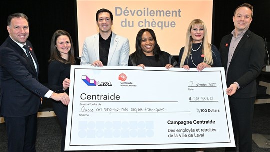 La Ville de Laval remet 428 534 $ à Centraide du Grand Montréal