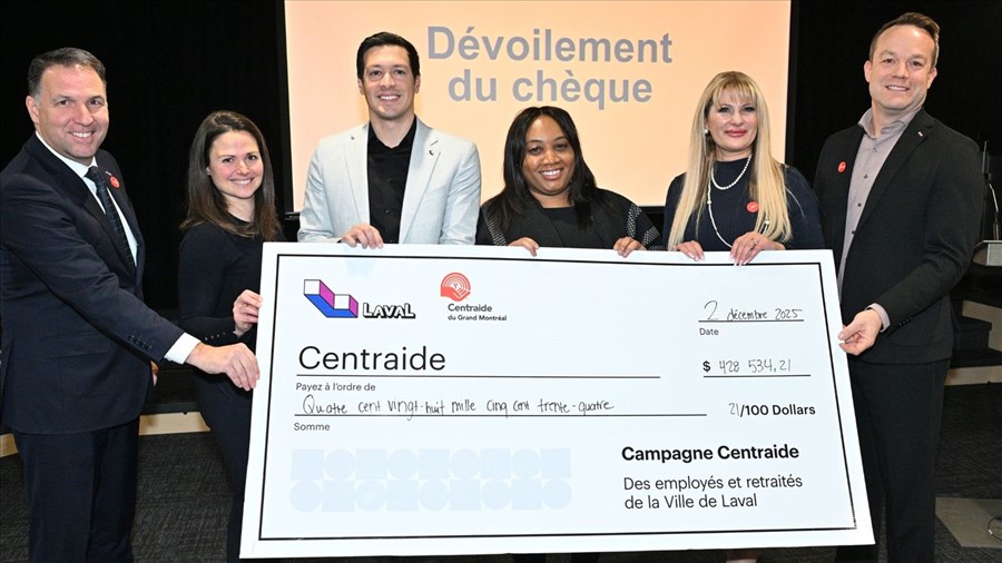 La Ville de Laval remet 428 534 $ à Centraide du Grand Montréal