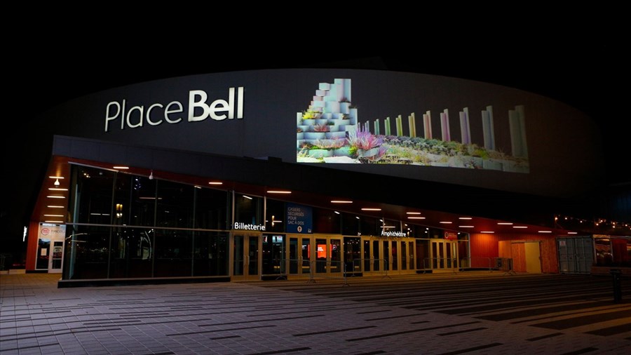 Une œuvre numérique d’envergure sur la façade extérieure de la Place Bell