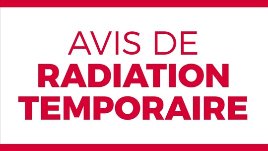 Avis de radiation temporaire 
