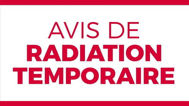 Avis de radiation temporaire 