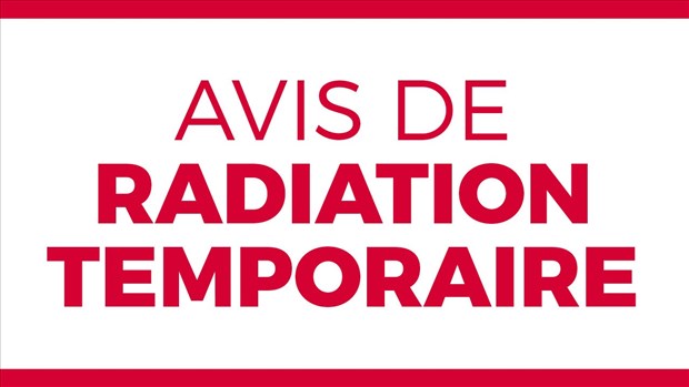 Avis de radiation temporaire 