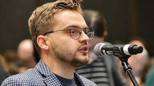Zachary Robert, 26 ans, à l'investiture de QS dans Mille-Îles 